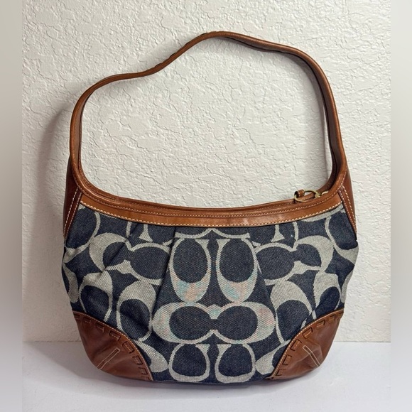 Y2K✨COACH Ergo Signature Denim Shoulder Coach Y2K Ergo Signature C Canvas Denim Blue w/Leather Trim Hobo